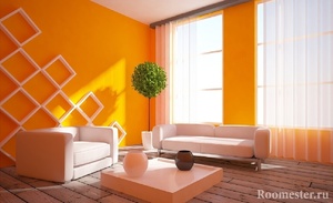 Как красить стены в оранжевый