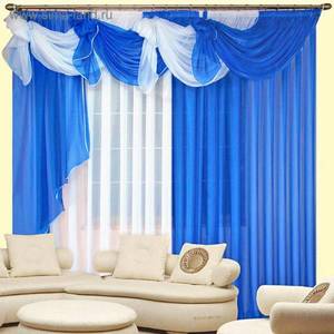 Как украсить комнату синими шторами